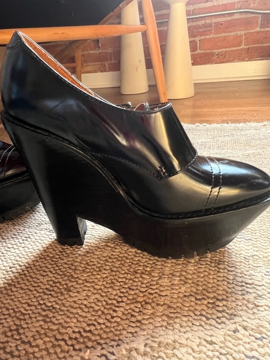 Burberry Prorsum Black Leather Platform Heels w/ Buckle | Chunky Lug Sole main image 3